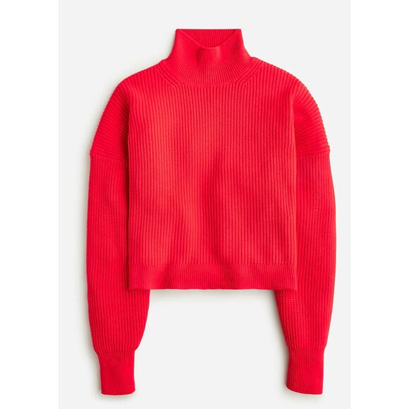 JCREW NWOT Red Ribbed turtleneck sweater in stretch yarn Large - Picture 4 of 5